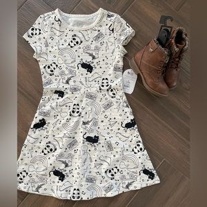 NWT Wonder Nation Cats Panda Dress Girls W/ pockets size 6/6x